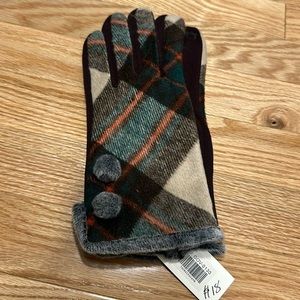 NWT Brown Plaid Gloves
